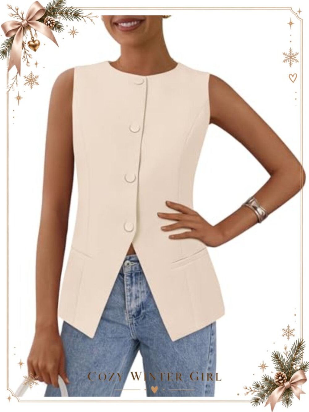 Women's Tailored Suit Vest Button Down Business Casual Sleeveless Tops